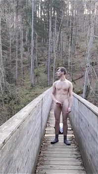 Horny French Twink Is Jerking off Outside on a Bridge