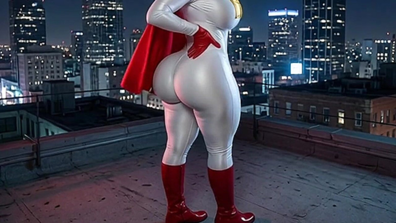 Animate golden: Petite Big Ass Superheroine in White and Red Showing Her...