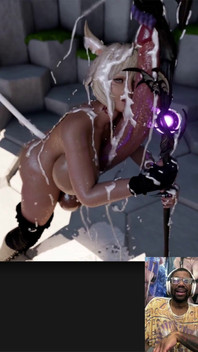 Ebony Ass Twerking Final Fantasy Bunny Girl Cums Super Hard with Her Large Cock
