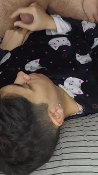 Handjob and Cum Mouthful Before Bed