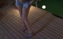 Sunnygirlz: Jordanne Lovely Brunette Strip at Swimming Pool