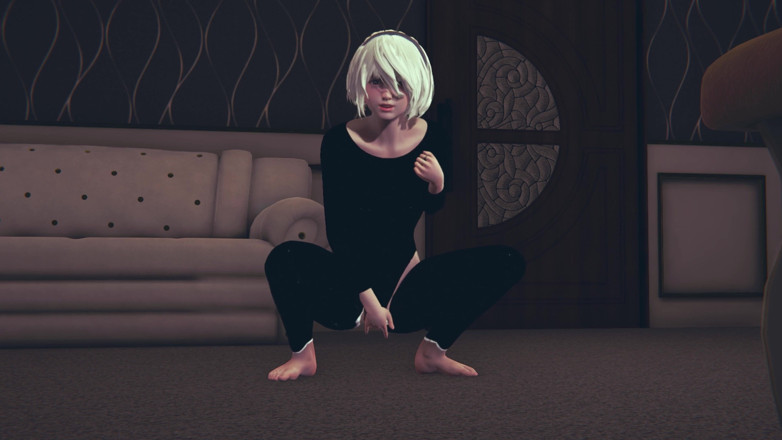 Waifu club 3D: 2B jęczy i masturbuje się swoją cipką
