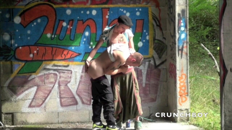 Sex humiliation with french lads: Sex humliation outdoor with sexy twink suck by straight