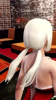 Weihnachts-blowjob mit sexy blondine mit dicken titten - steckt in einer wand 3D Animation