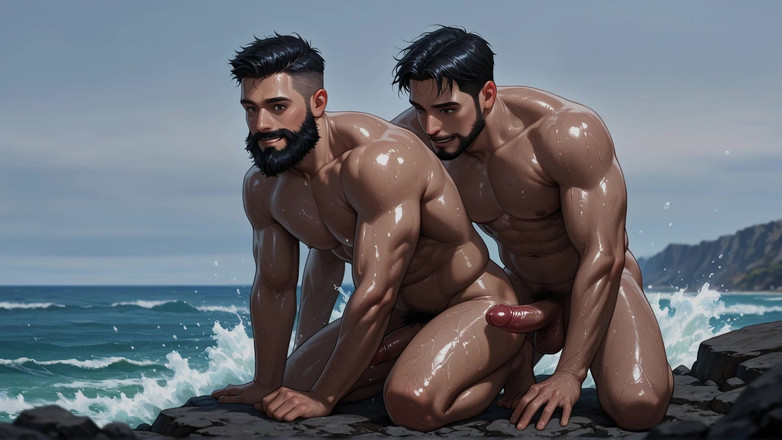 Erotic Man: Vidéo courte en ai, des garçons de plage barbu se...