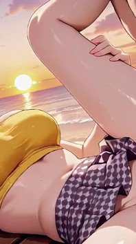 Você nunca vai adivinhar quão profundo essa ruiva hentai bebê leva no pôr do sol