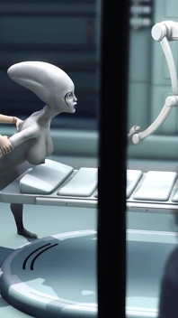 ホットセックス!SFアンドロイドは、宇宙ステーションの手術室でエイリアンを激しくファック