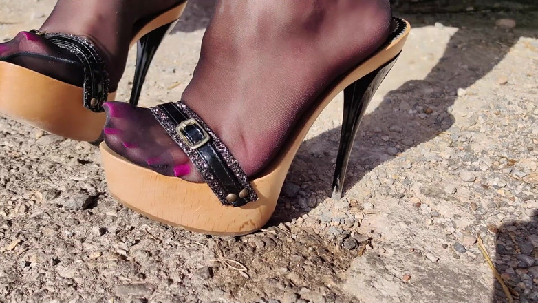 Goddess Lena: Car, Nylons, and High Heels