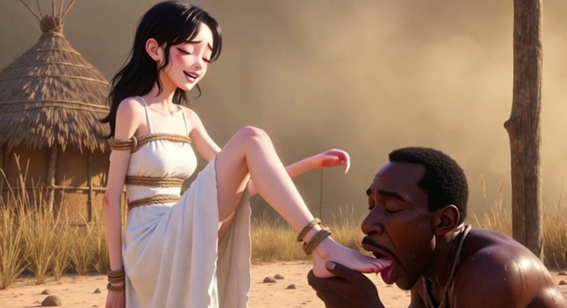 YOUR BEST FANTASY: Wanita kulit putih diikat di Afrika - lelaki Afrika menjilat kakinya