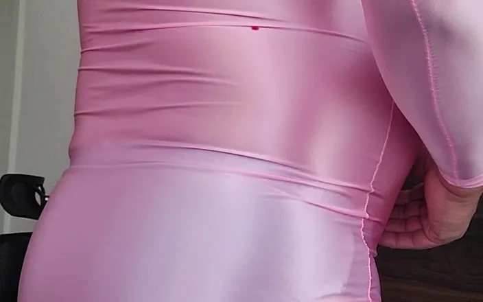 Sexy shinny clothes: Blue Satin Panties and Tight Pink Dress