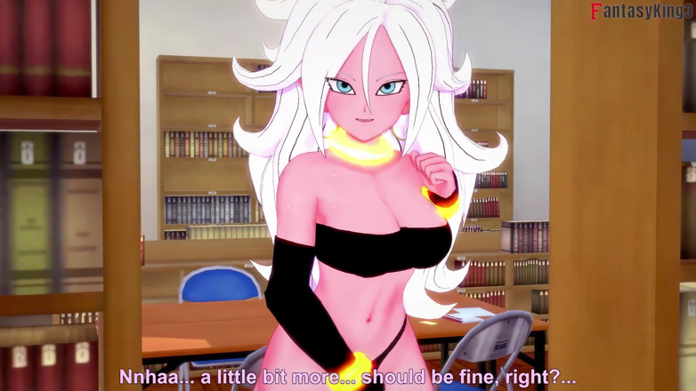 Fantasy king: Android 21 thủ dâm trong thư viện vì vậy tôi giúp...