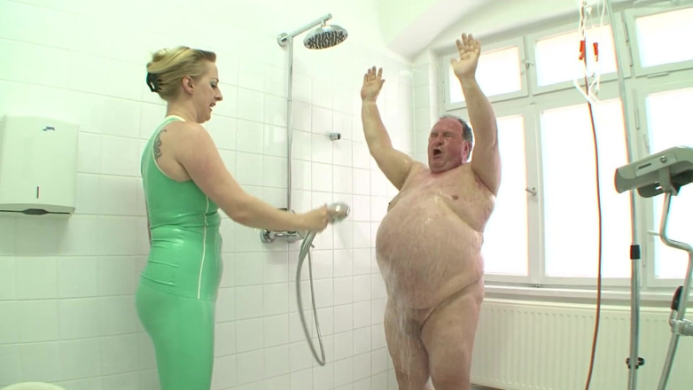 German BDSM MMV: BDSM Domina with Her Male Slaves Busting Balls and Pegging