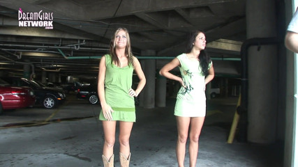 Dream Girls: Two hot girls flash tampa in the rain