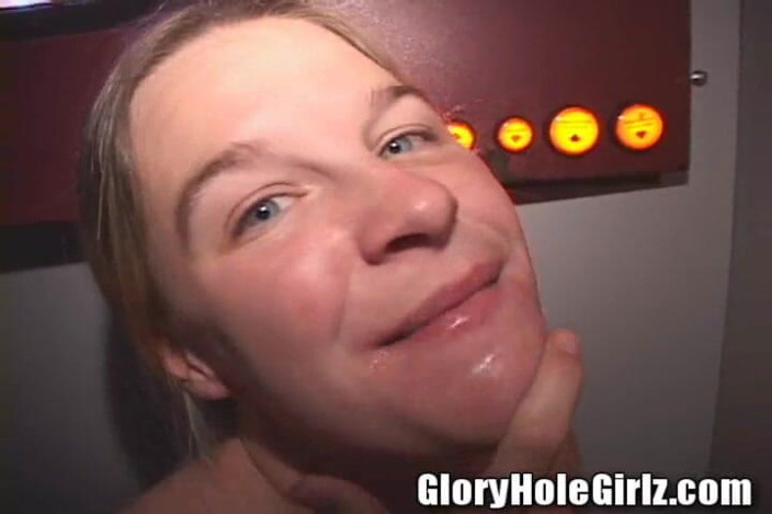 Glory Hole Girlz: Horny Cock Suck Blonde Eats Sperm Glory Hole Whore Happy...