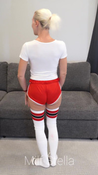 Red Athletic Shorts & Long Skater Socks