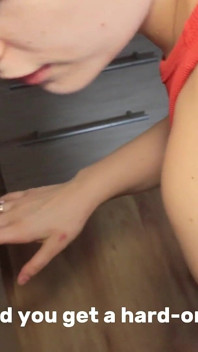 Stepson's Cock Spews Cum on Slender Stepmom's Leggings