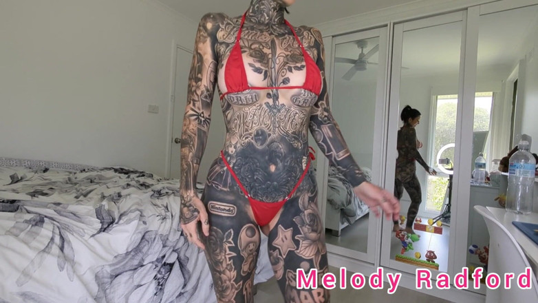 Melody Radford: Red and Black Micro Bikini Try on Haul with Big...