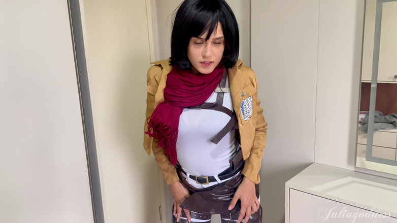 Shamelesscouple: Mikasa Cosplay BJ - Dirty Talk &amp; Cum on Tongue
