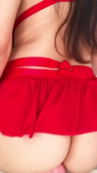 Latina White Ass in Her Christmas Uniform Masturbating Sneaking and Squatting on Top of Her Dildo
