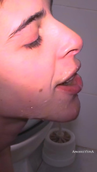 Self Piss Washing Teeth with Cum and Piss