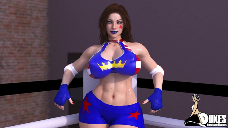 Dukes Hardcore Honeys: 巨乳女性レスラーは巨大なコックルチャドールに試合を失う