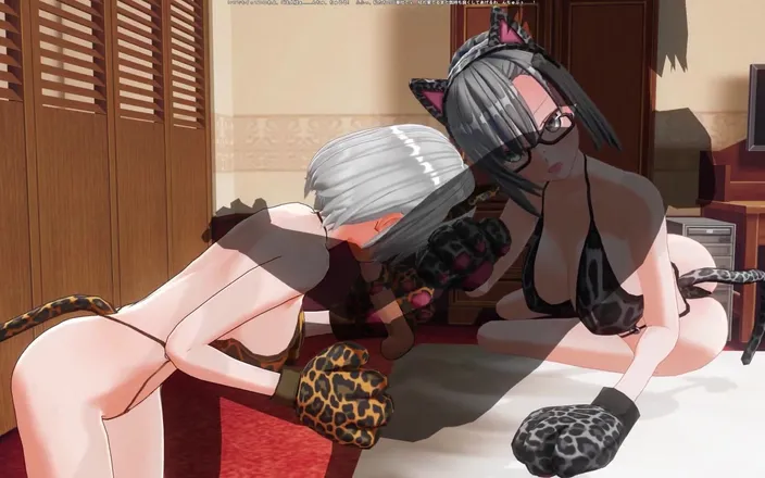 H3DC: 3D Hentai Neko Girlfriends Please You in Bed