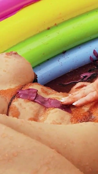 Lesb Pool_scene_2_lesbian MILF Couple in Bikinis Enjoy a Jelly Pool