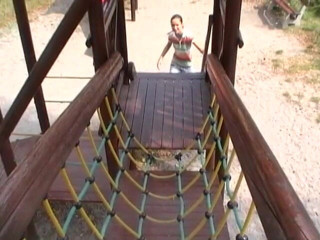 POV Orgasms: Brunette amateur teen sucking and fucking outdoors