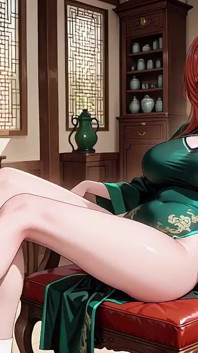 Руде волосся і смарагдовий qipao! Ледачий спокушання у східному дворі