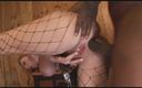 Dirty Teeny: Big ass in fishnet gets good pounding