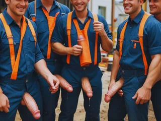 Hardcore Gay Orgy in the Construction.