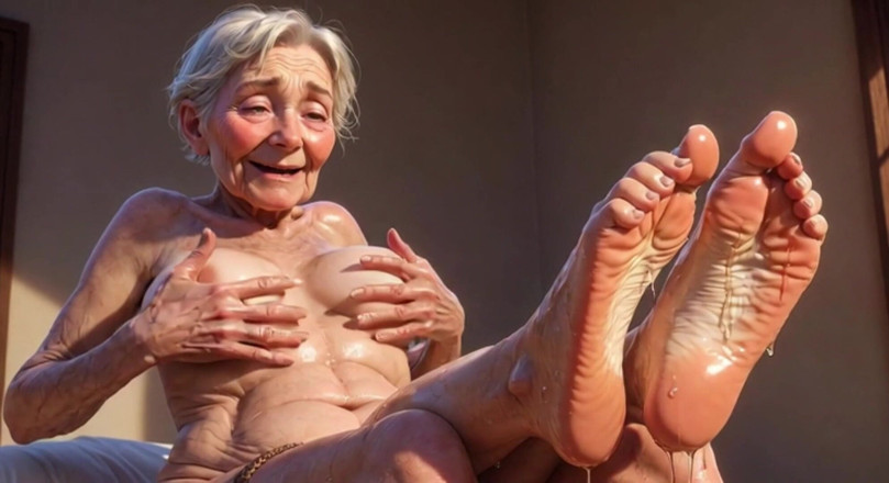 Anime Hentai: Nenek sange ini lagi asik pijat kakinya pakai minyak sampai...