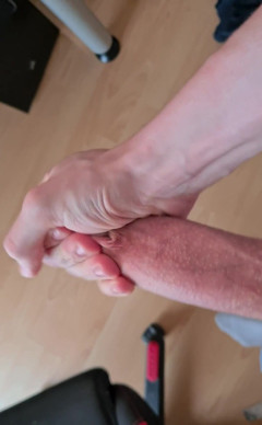 Jerking My Big Cock While Standing up, Cumming and Playing with the Cum... thumbnail