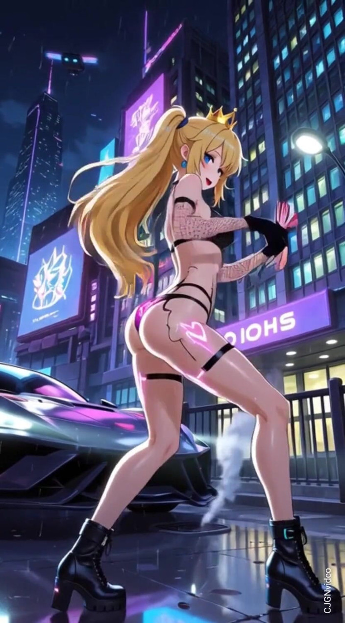 Hot girl dancing: 108. Tarian princess peach versi cyberpunk (ai animation)