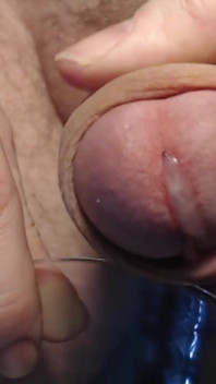 Close up of My Big Cock Head Cumming in a Glass