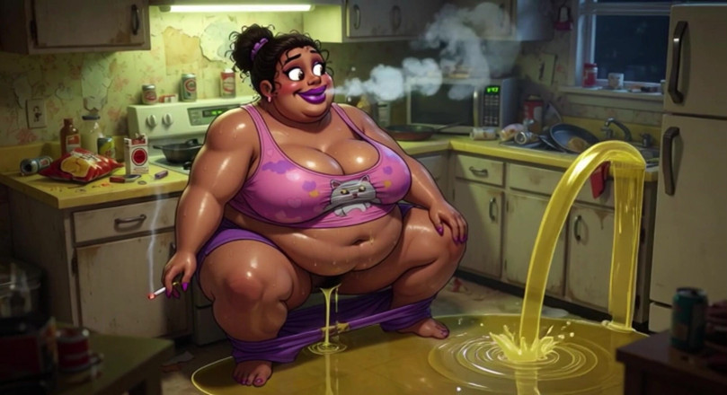 YOUR BEST FANTASY: Very Pregnant BBW Smoking While Peeing - Big Belly &amp; Dripping Pussy