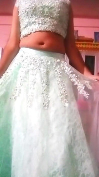 Indian Gay Crossdresser Bottom in Blue Lehanga