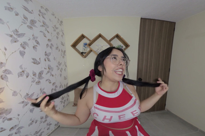 CuttiejennieVR: Horny Cheerleader Plays with Her Tits