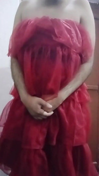Indian Gay Crossdresser Gaurisissy Real XXX Homemade Sex in Red Lehenga