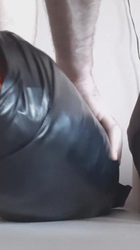 Leather pants stuffed with a leather pillow