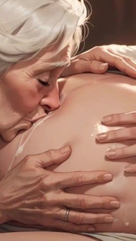 90yo Granny Passionately Licking Pregnant Belly - Very Aroused