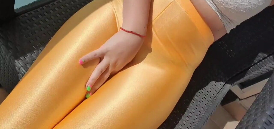 TheloveStory: Hot leggings outdoors teen touching perfect body