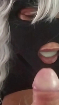 Big-titted milf enjoys sucking three cocks that fill her mouth with lots of hot cum.