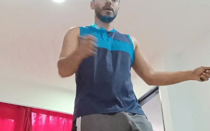 Tommhot: Boy Exercising at Home Undresses Uncut Cock and Big Balls...
