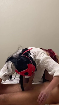 Sissy in Red Mask Gets Cock