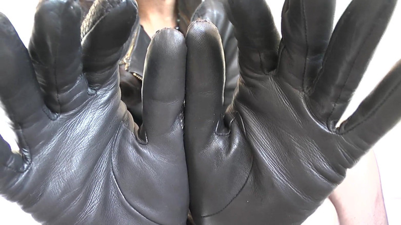 Lady Victoria Valente: Piepende zwarte leren handschoenen aan! Iff aan hen en Joi -...