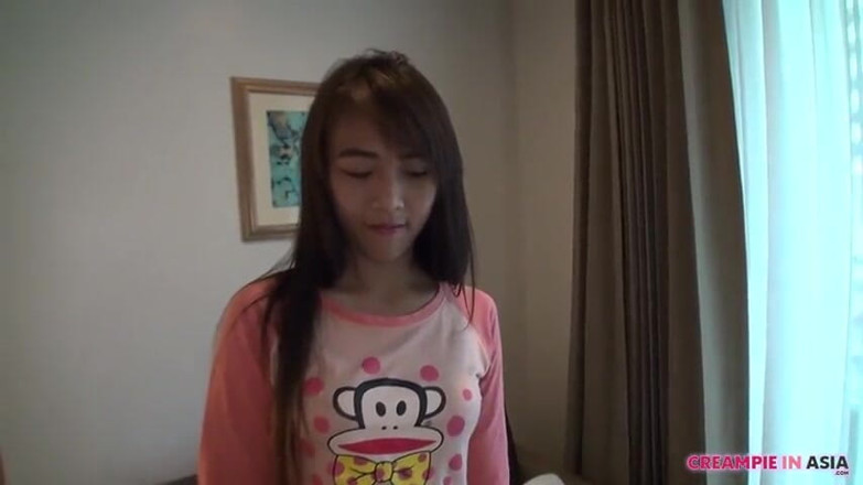 Creampie In Asia: The girl, slender and tall like a mode, successfully bareback...