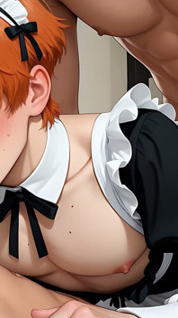 Maid Café Edging Soft Redhead Begs