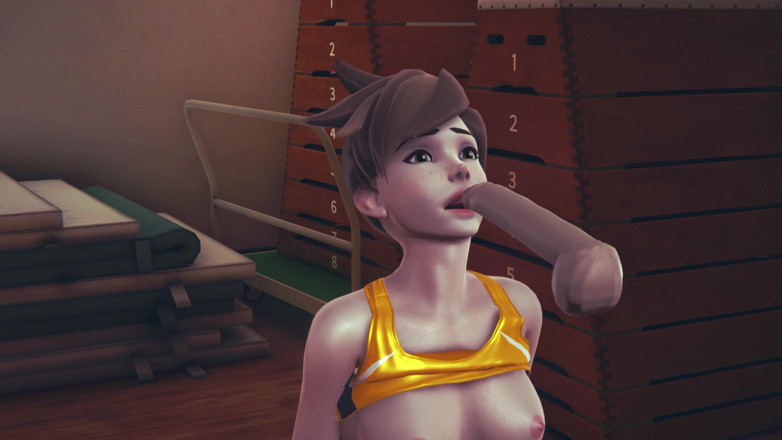 Waifu club 3D: Tracer licks cock and gets facial