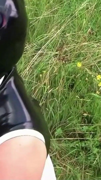Big Boobs Latex Slut Blows in Nature
